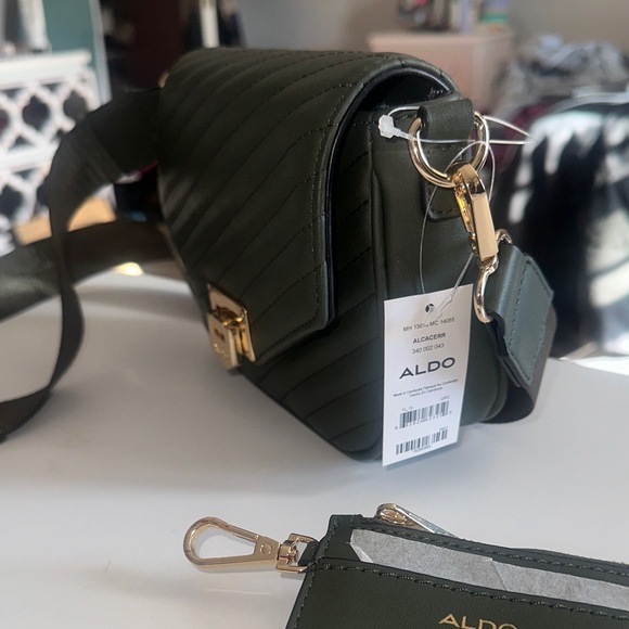 ALDO Dark Green Crossbody Bag with Gold Accents - Picture 3 of 6
